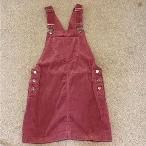 Pink Corduroy Overall Dress